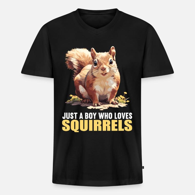 Eichhörnchen - Männer Premium Bio T-Shirt mit V-Ausschnitt - Schwarz
