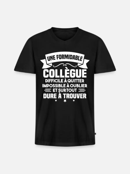 Une formidable collègue difficile - T-shirt encolure en V Premium bio Homme - noir