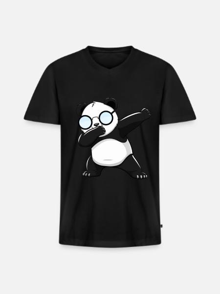 Panda Panda Bear Funny - Men's Premium Organic T-shirt with V-neck - black