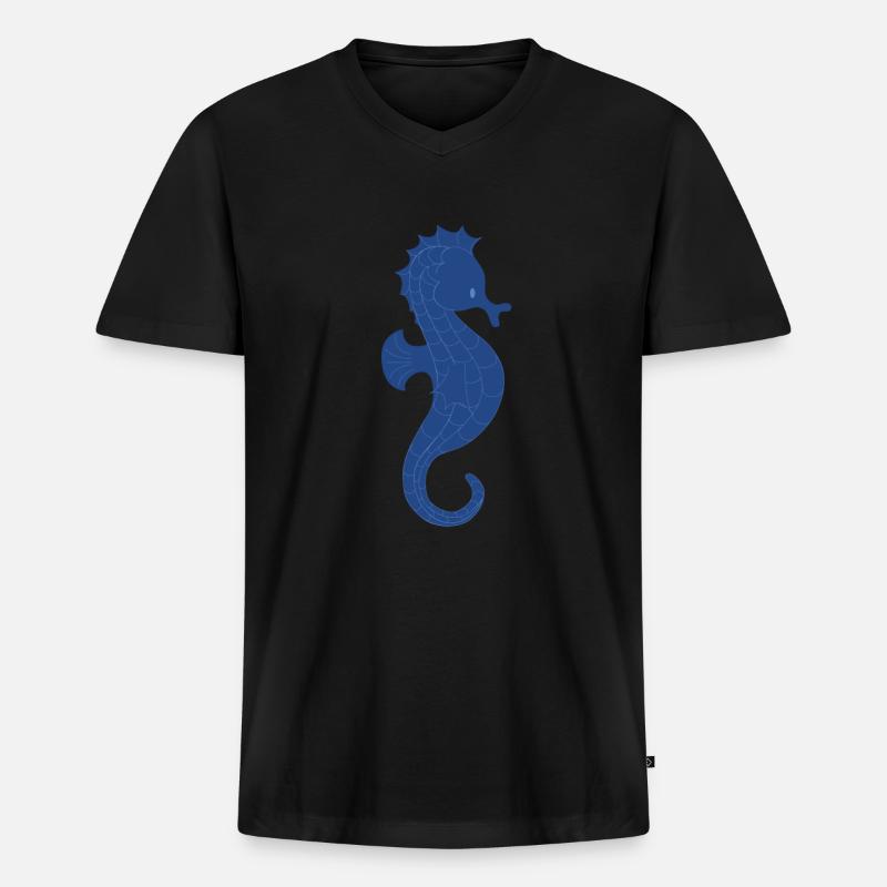 Seepferdchen - Männer Premium Bio T-Shirt mit V-Ausschnitt - Schwarz