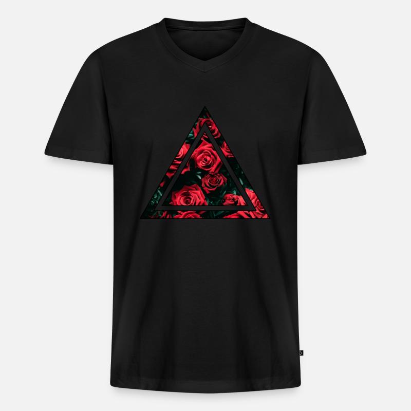Rose - Männer Premium Bio T-Shirt mit V-Ausschnitt - Schwarz