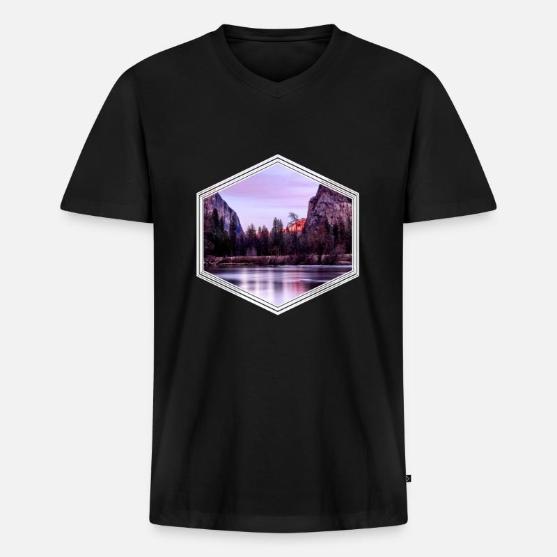 Berg - Männer Premium Bio T-Shirt mit V-Ausschnitt - Schwarz