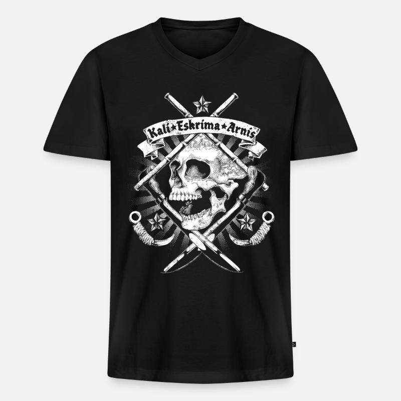 Kali Eskrima Arnis - Männer Premium Bio T-Shirt mit V-Ausschnitt - Schwarz