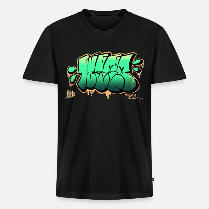 Throwup Graffiti - Männer Premium Bio T-Shirt mit V-Ausschnitt - Schwarz
