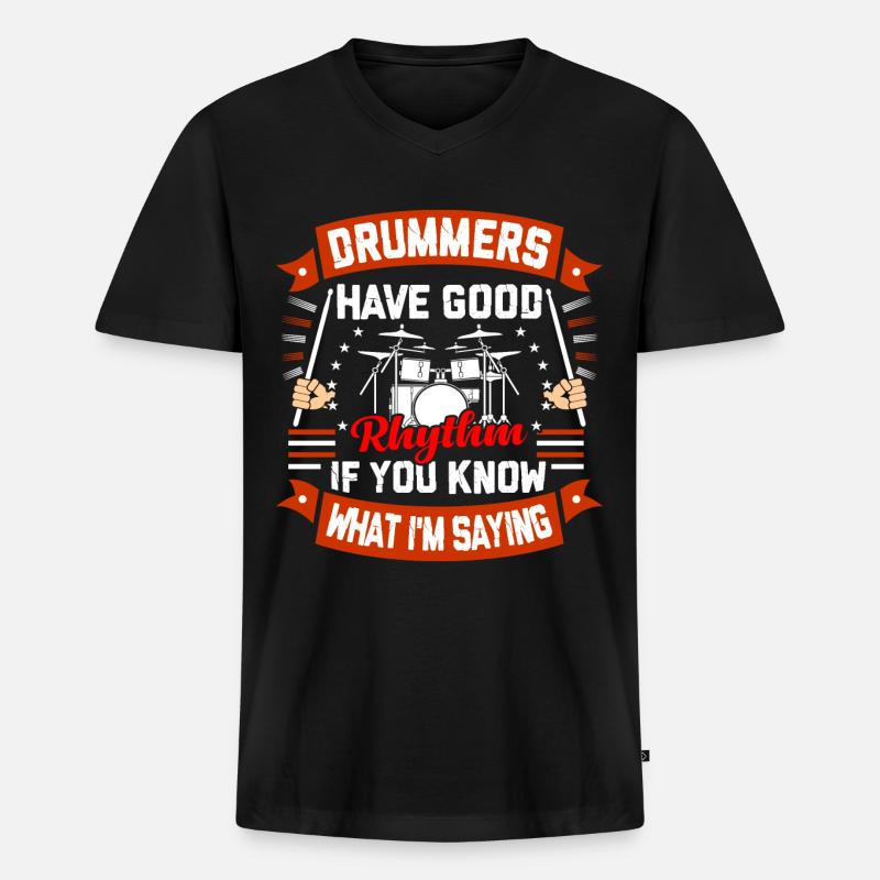 Schlagzeug Schlagzeuger Drummer Geschenk - Männer Premium Bio T-Shirt mit V-Ausschnitt - Schwarz