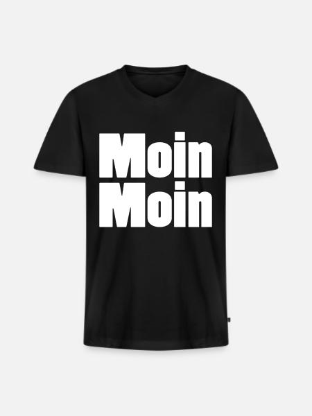 Moin moin! - Männer Premium Bio T-Shirt mit V-Ausschnitt - Schwarz