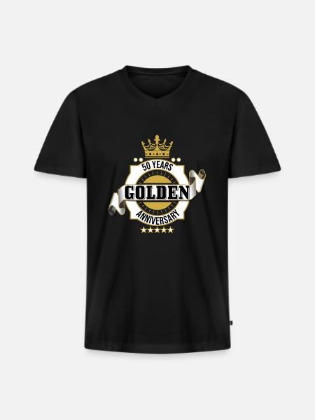 Gold wedding! for the 50th wedding anniversary. - Men's Premium Organic T-shirt with V-neck - black