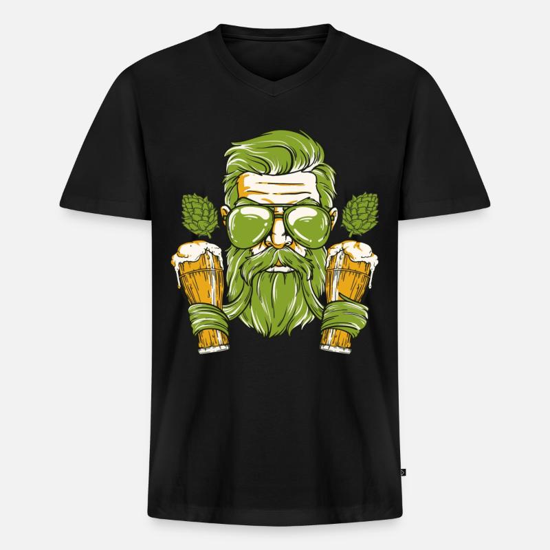 Bier - Männer Premium Bio T-Shirt mit V-Ausschnitt - Schwarz