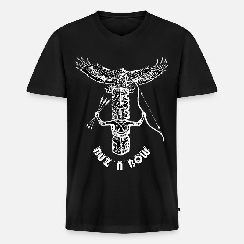 Buz n Bow - Männer Premium Bio T-Shirt mit V-Ausschnitt - Schwarz
