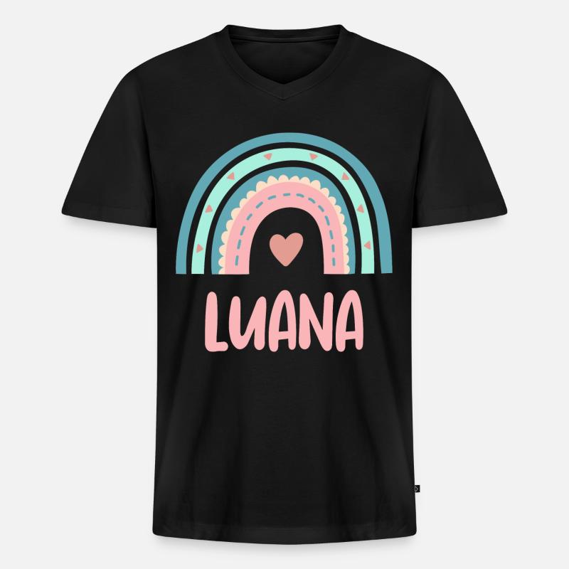 Luana Name Regenbogen Baby - Männer Premium Bio T-Shirt mit V-Ausschnitt - Schwarz