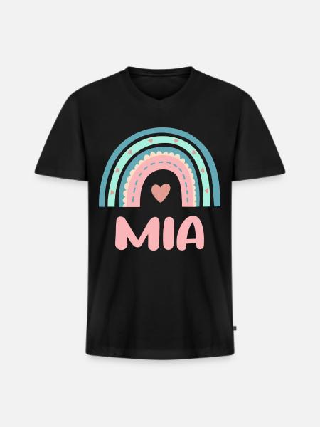 Mia Name Rainbow Baby - Men's Premium Organic T-shirt with V-neck - black