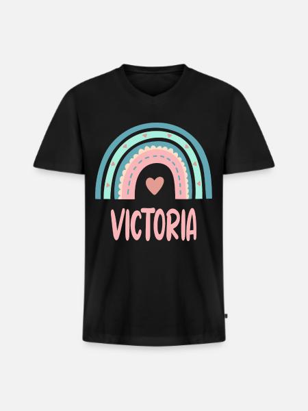 Victoria Name Rainbow Baby - Men's Premium Organic T-shirt with V-neck - black