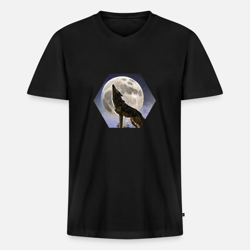 Wolf der hault - Männer Premium Bio T-Shirt mit V-Ausschnitt - Schwarz