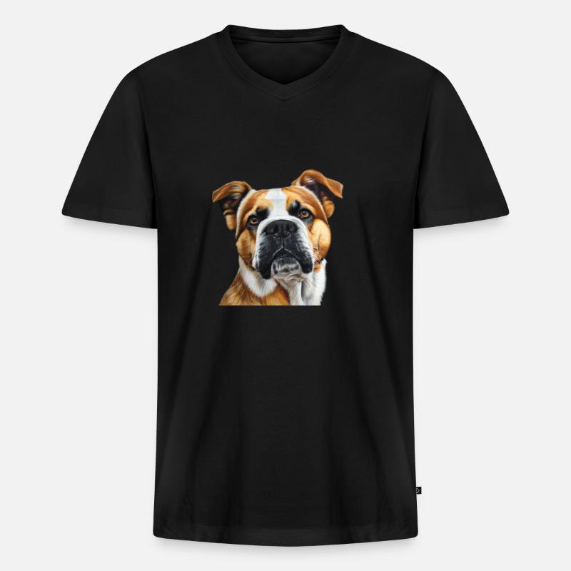 Hund - Männer Premium Bio T-Shirt mit V-Ausschnitt - Schwarz