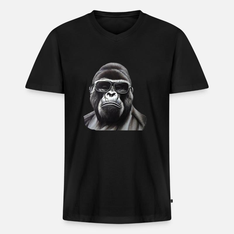 Cooler Gorilla - Männer Premium Bio T-Shirt mit V-Ausschnitt - Schwarz