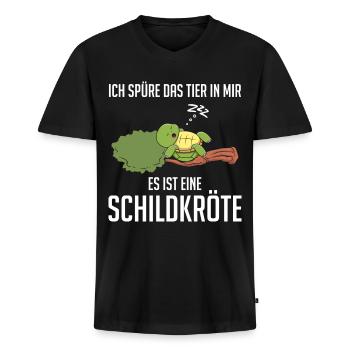 Ich Spüre Das Tier In Mir Es Ist Eine Schildkröte - Männer Premium Bio T-Shirt mit V-Ausschnitt - Schwarz - Vorne - Nico (187cm)