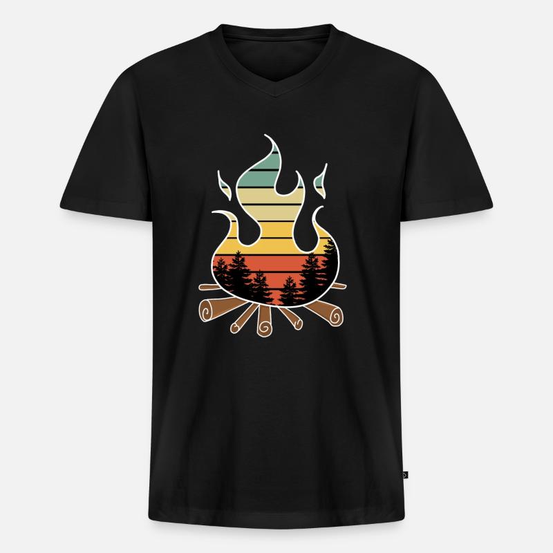 Lagerfeuer - Männer Premium Bio T-Shirt mit V-Ausschnitt - Schwarz