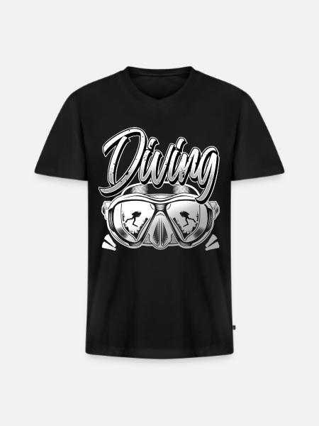 Plongée sous-marine - T-shirt encolure en V Premium bio Homme - noir