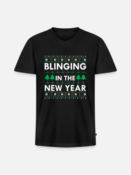 Blinging In The New Year - Men's Premium Organic T-shirt with V-neck - black