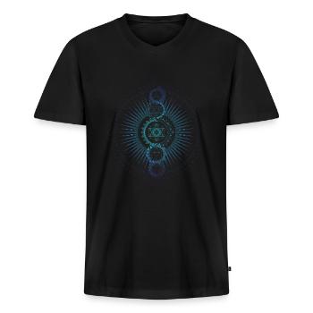 Heilige Geometrie Metatrons Würfelverlauf - Männer Premium Bio T-Shirt mit V-Ausschnitt - Schwarz - Vorne - Nico (187cm)