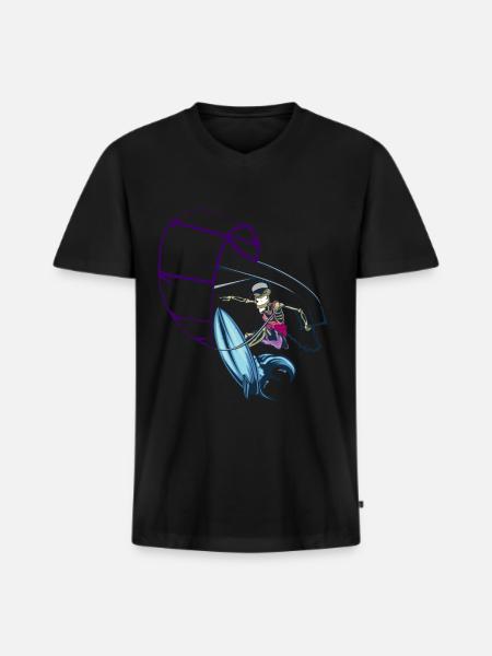 kitesurfen - Männer Premium Bio T-Shirt mit V-Ausschnitt - Schwarz