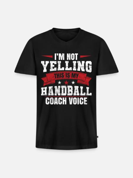 Handball Trainer - Männer Premium Bio T-Shirt mit V-Ausschnitt - Schwarz