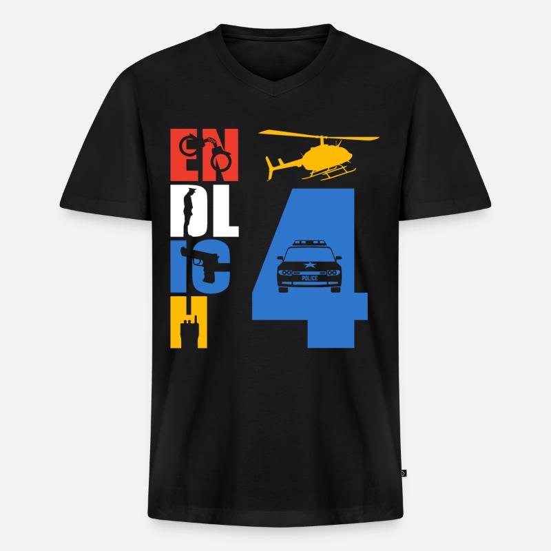 Endlich 4 Polizei - Männer Premium Bio T-Shirt mit V-Ausschnitt - Schwarz