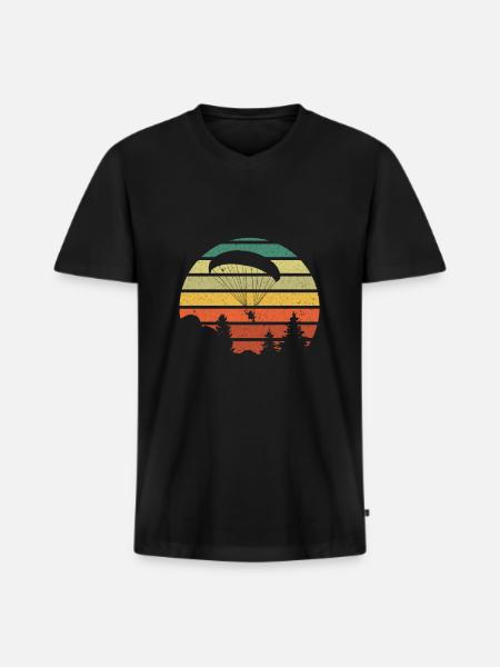 Paragliding Paragliding Paragliding Retro - Men's Premium Organic T-shirt with V-neck - black