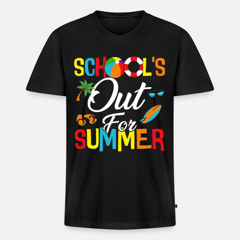 Schools Out For Summer - Männer Premium Bio T-Shirt mit V-Ausschnitt - Schwarz