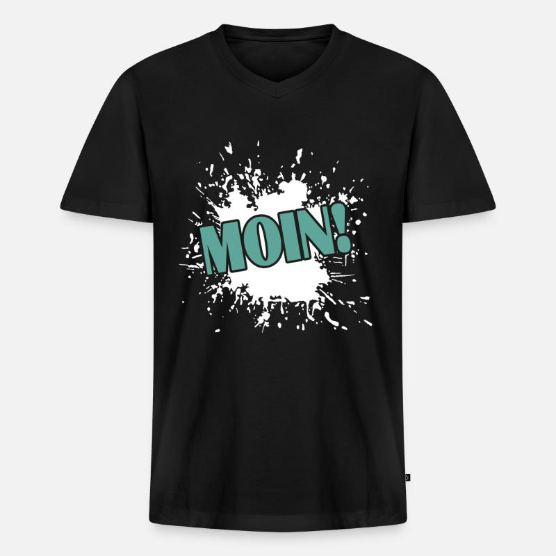 Moin moin - Männer Premium Bio T-Shirt mit V-Ausschnitt - Schwarz