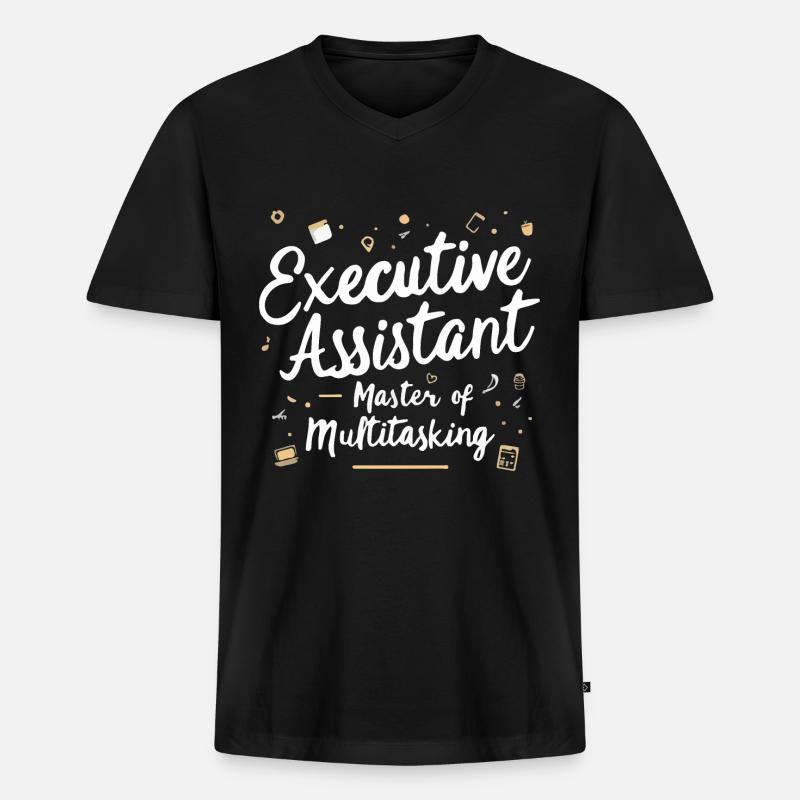 Executive Assistant Master of Multitasking - Men's Premium Organic T-shirt with V-neck - black