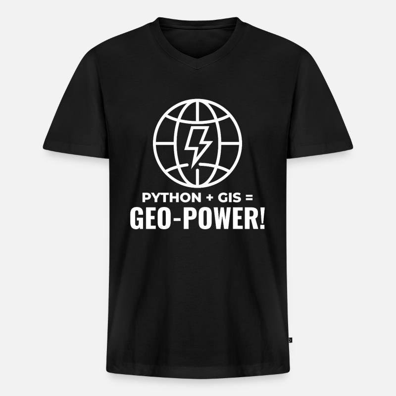 Python SIG Géo-Puissance Programmation Géospatial - T-shirt encolure en V Premium bio Homme - noir