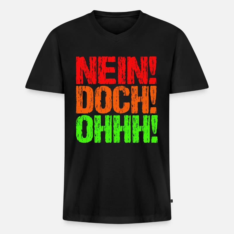 Nein Doch Ohhh - Männer Premium Bio T-Shirt mit V-Ausschnitt - Schwarz