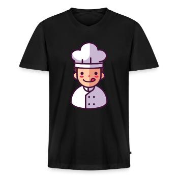 cook - Men's Premium Organic T-shirt with V-neck - black - Front - Nico (187cm)