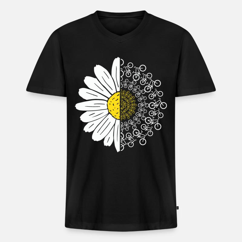 Fahrrad Blume - Männer Premium Bio T-Shirt mit V-Ausschnitt - Schwarz