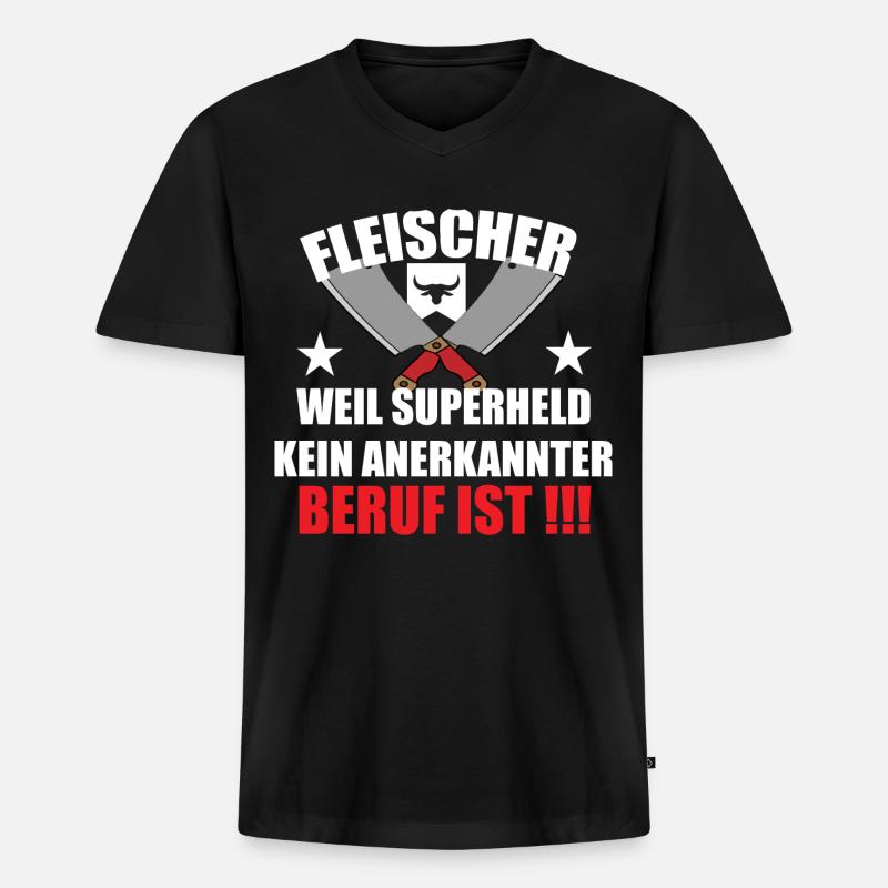 Fleischer Metzger Zerleger Schlachter - Männer Premium Bio T-Shirt mit V-Ausschnitt - Schwarz