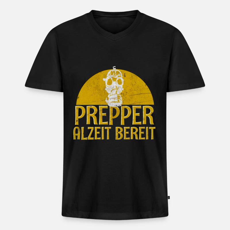 Prepper - Männer Premium Bio T-Shirt mit V-Ausschnitt - Schwarz