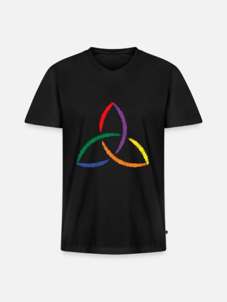 Celtic symbol Triquetra Rainbow - Men's Premium Organic T-shirt with V-neck - black