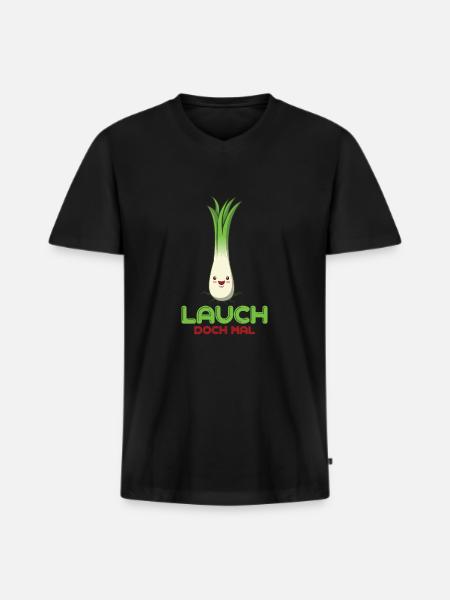 Lauch doch mal Illustration - Männer Premium Bio T-Shirt mit V-Ausschnitt - Schwarz