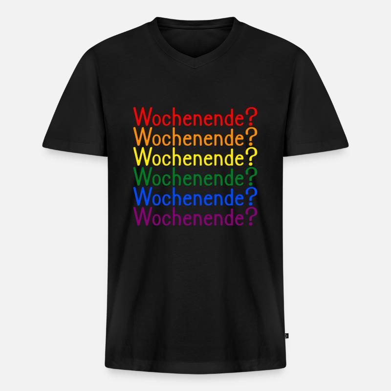 Wochenende Regenbogen LGBT - Männer Premium Bio T-Shirt mit V-Ausschnitt - Schwarz