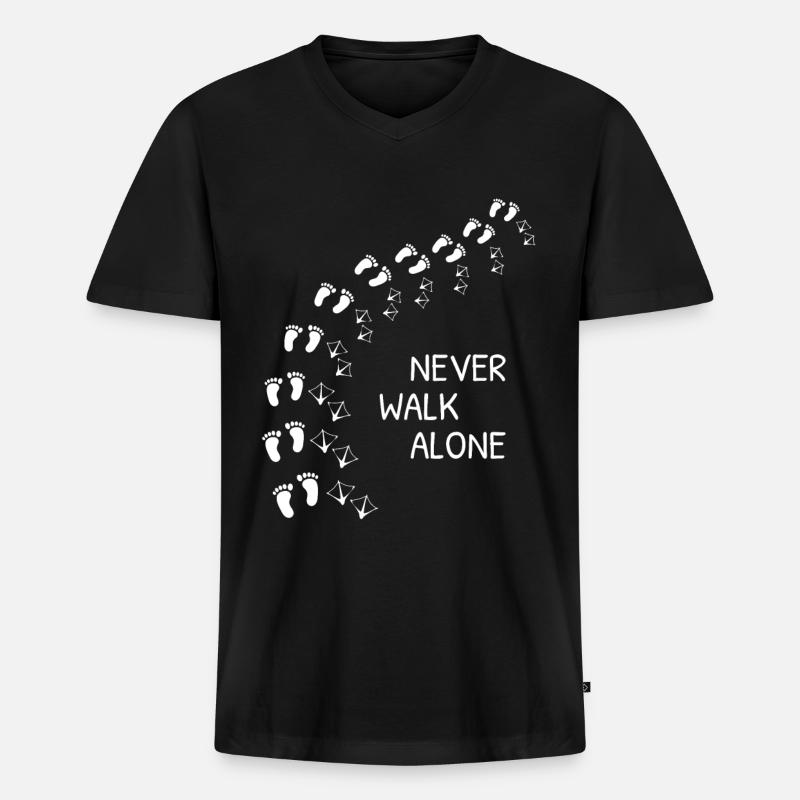 Never Walk Alone - Männer Premium Bio T-Shirt mit V-Ausschnitt - Schwarz