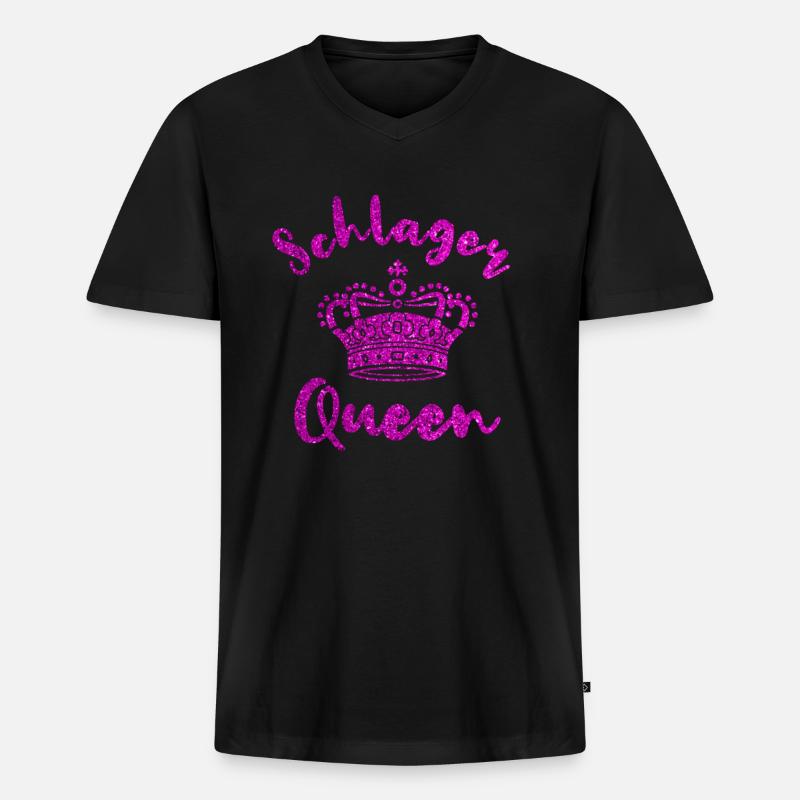 Schlager Queen - Männer Premium Bio T-Shirt mit V-Ausschnitt - Schwarz