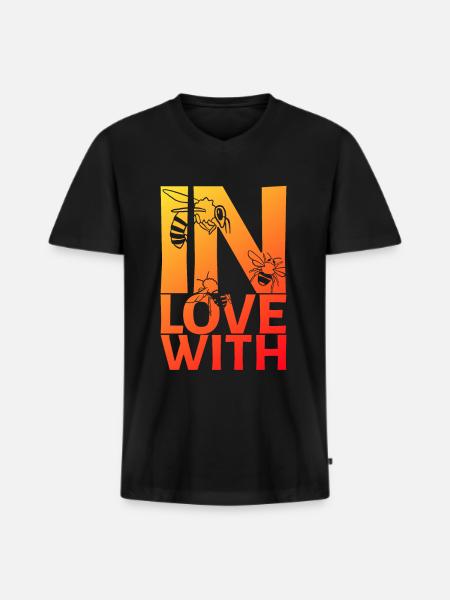 In Love With Bees - Men's Premium Organic T-shirt with V-neck - black
