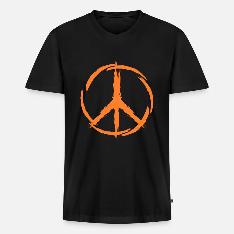 Peace Symbol Zeichen Frieden - Männer Premium Bio T-Shirt mit V-Ausschnitt - Schwarz