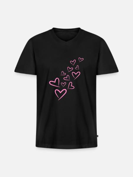 Heart Heart Pattern Pink - Men's Premium Organic T-shirt with V-neck - black