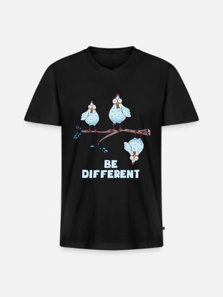 BE DIFFERENT - Männer Premium Bio T-Shirt mit V-Ausschnitt - Schwarz