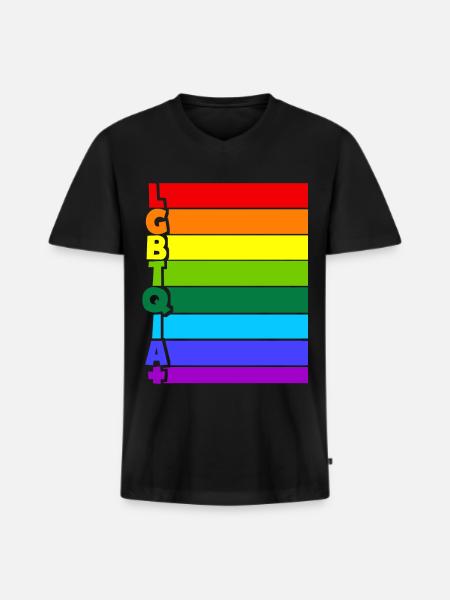 LGBTQIA Plus - Männer Premium Bio T-Shirt mit V-Ausschnitt - Schwarz