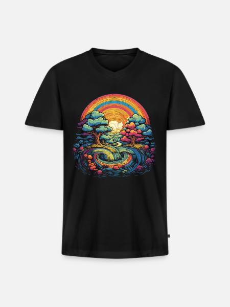 Rainbow Wonderland - Men's Premium Organic T-shirt with V-neck - black