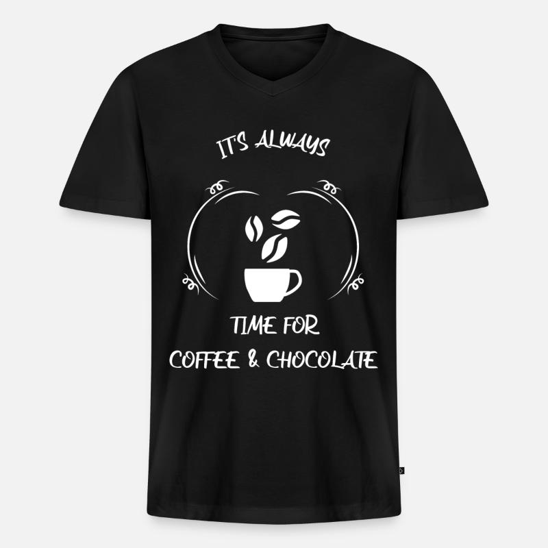 Kaffee Espresso Käffchen & Schokolade - Männer Premium Bio T-Shirt mit V-Ausschnitt - Schwarz