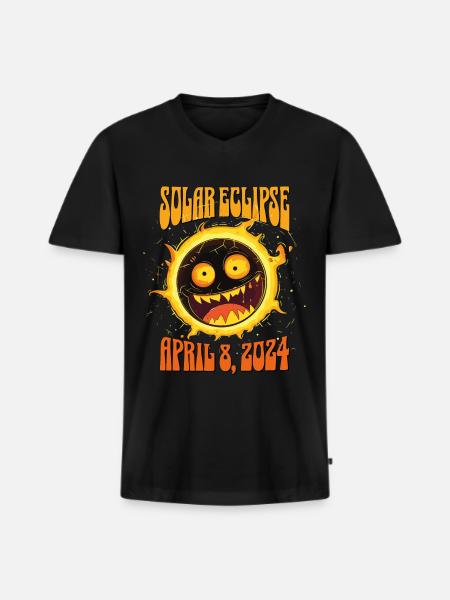 Solar Eclipse April 8, 2024 Total Solar Eclipse - Men's Premium Organic T-shirt with V-neck - black